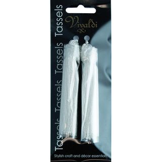 Craft Tassel Rayon Braid 11cm White 2Pcs