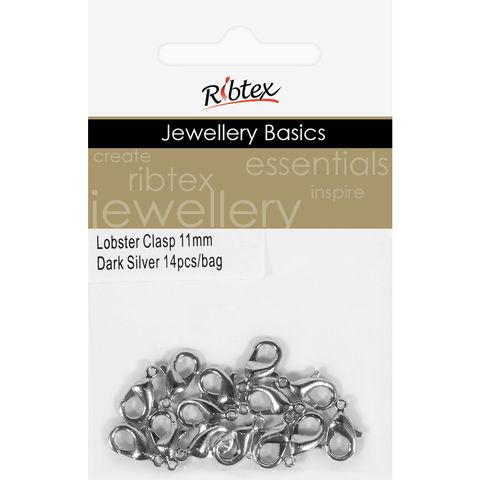 Jf Clasp Lobster 11Mm Dark Silver 14Pcs