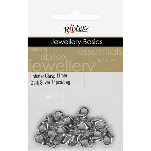 Jf Clasp Lobster 11Mm Dark Silver 14Pcs