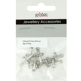 Charm - Cross 21mm Silver 8Pcs