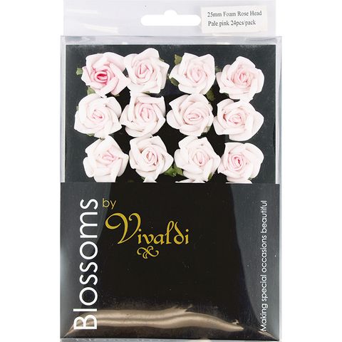 Flower Foam Rose Hd 25Mm Pale Pink 24Pc