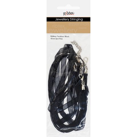 Jf Ribbon Necklace 42Cm Black 2Pcs