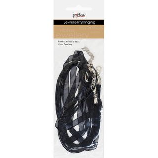 Black Ribbon Necklace  2 Pieces  42Cm