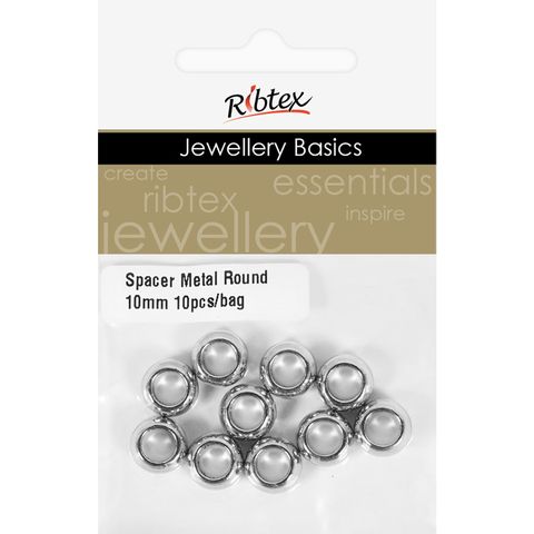 Jf Spacer Metal Round 10Mm Dk Slv10Pcs