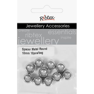 Jf Spacer Metal Round 10Mm Dk Slv10Pcs