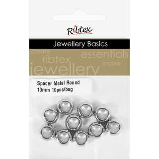 Jf Spacer Metal Round 10Mm Dk Slv10Pcs