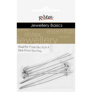 Jf Head Pin Dec Style 4 55Mm Dk Slv 8Pc