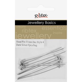 Jf Head Pin Dec Style 4 55Mm Dk Slv 8Pc