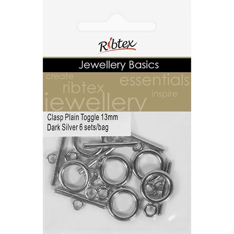 Jf Clasp Toggle Plain 13Mm Dk Slv 6 Sets