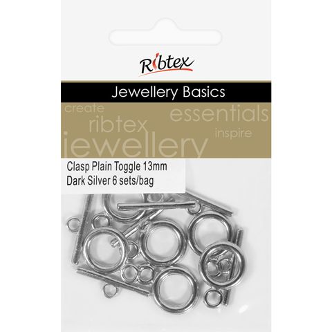 Jf Clasp Toggle Plain 13Mm Dk Slv 6 Sets