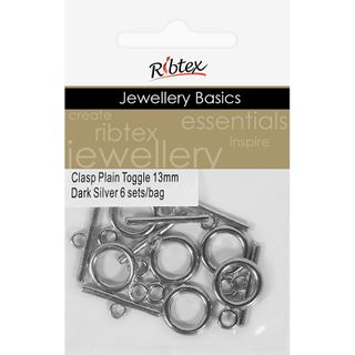 Jf Clasp Toggle Plain 13Mm Dk Slv 6 Sets