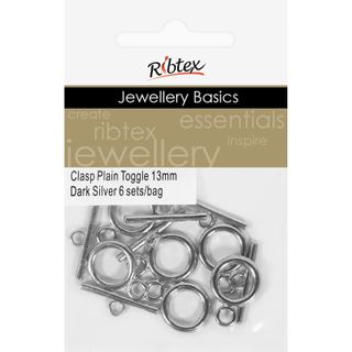 Jf Clasp Toggle Plain 13Mm Dk Slv 6 Sets