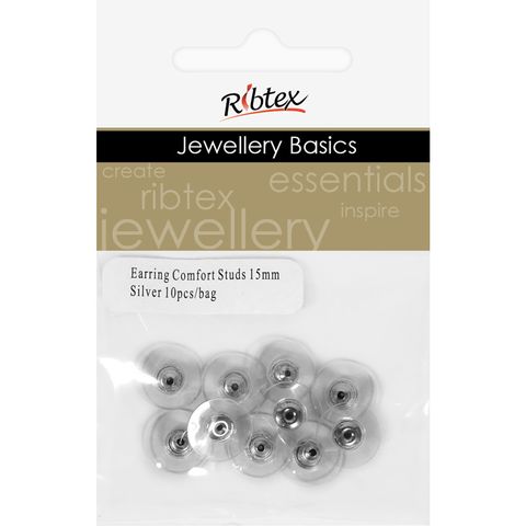 Jf Earring Comfort Studs 15Mm Slv 10Pcs