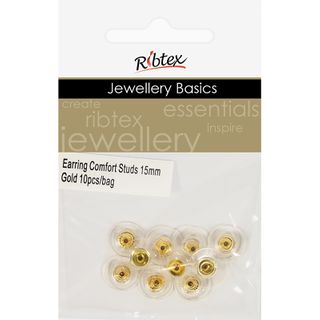 Jf Earring Comfort Studs 15Mm Gold 10Pcs
