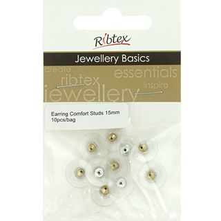 Jf Earring Comfort Studs 15Mm Gold 10Pcs