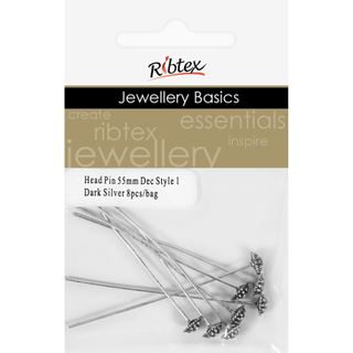 Jf Head Pin Dec Style 1 55Mm Dk Slv 8Pc