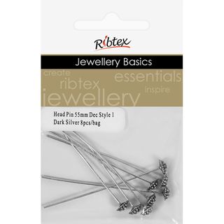 Jf Head Pin Dec Style 1 55Mm Dk Slv 8Pc