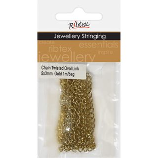 Chain Twisted Oval Link 5x3mm Gold 1m