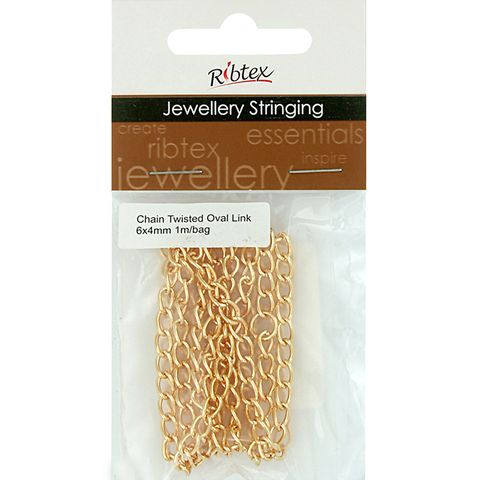Jf Chain Twisted Oval Lk 6X4Mm Br Gd 1M
