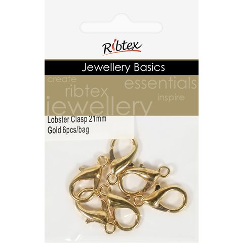 Jf Clasp Lobster 21Mm Gold 6Pcs