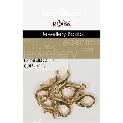 Jf Clasp Lobster 21Mm Gold 6Pcs