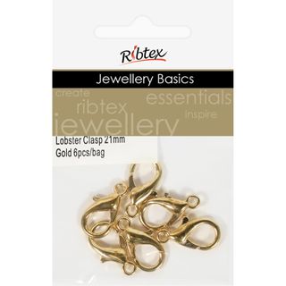 Jf Clasp Lobster 21Mm Gold 6Pcs