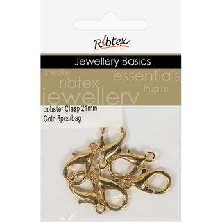 Jf Clasp Lobster 21Mm Gold 6Pcs