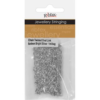 Chain Twisted Oval Link 6x4mm Silver 1m