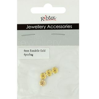 Jf Spacer 6Mm Diamante Rondelle Gold 4Pc