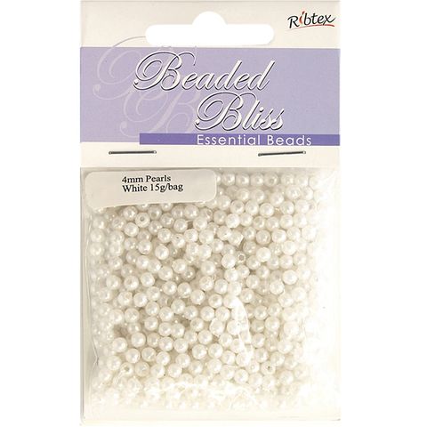 Bead Plastic Pearl 4Mm White 15G