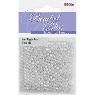 Bead Plastic Pearl 4Mm White 15G