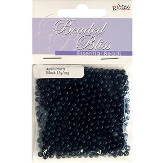 Bead Plastic Pearl 4Mm Black 15G