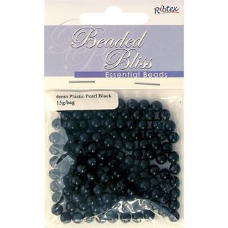 Bead Plastic Pearl 6Mm Black 15G