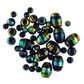 Bead Glass Metallic Stripe Blk 50Pcs