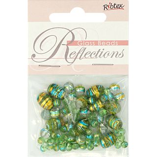 Bead Glass Metallic Stripe Lime 50Pcs