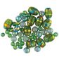 Bead Glass Metallic Stripe Lime 50Pcs