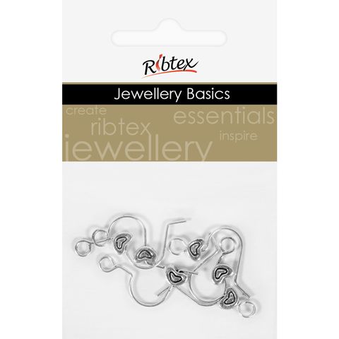 Earring Shepherd Hooks Heart Silver 6Pcs