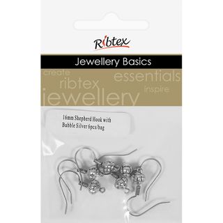 Earring Shepherd Hook Bubble Silver 6Pcs