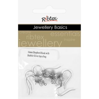 Earring Shepherd Hook Bubble Silver 6Pcs