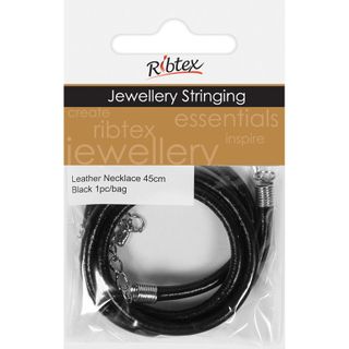 Jf Acc Leather Necklace 45Cm Black 1Pc