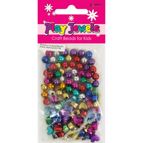 Bead Kit-1M Thr Met Round-Heart Asst 30G