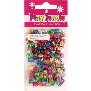 Bead Kit-1M Thr Met Oval-Cube Asst 30G