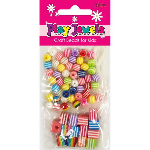 Bead Kit-1M Thr Stripe Rnd-Cube Asst 30G