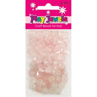 Bead Kit 1M Thr Glit Heart-Rnd Pk-Wh 30G