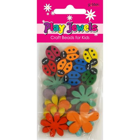 Bead Kit 1M Thr Wood L-Bug-Flwr Ast 19Pc