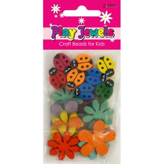 Bead Kit 1M Thr Wood L-Bug-Flwr Ast 19Pc