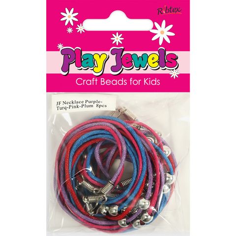 Jf Necklace Purp-Turq-Pk-Plum 8Pcs