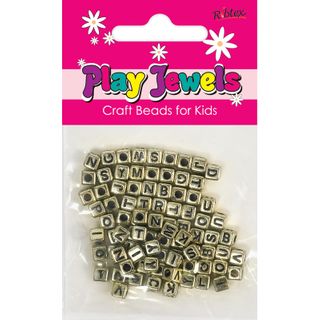 Bead 5Mm Alphabet Cube Gld-Blk 90Pcs