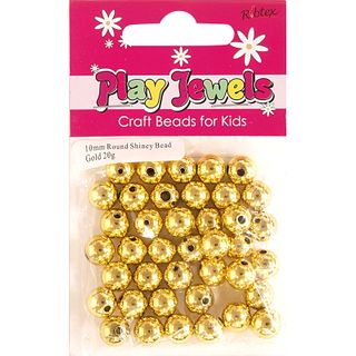 Bead 10Mm Round Shiny Gold 20G