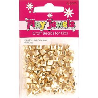 Bead 8Mm Gold Facetted Cube 20G